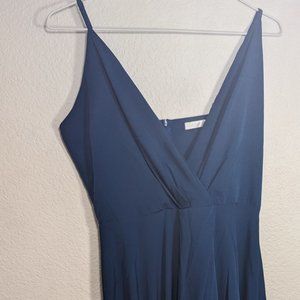 navy blue maxi dress, wrap bridesmaids dress, L